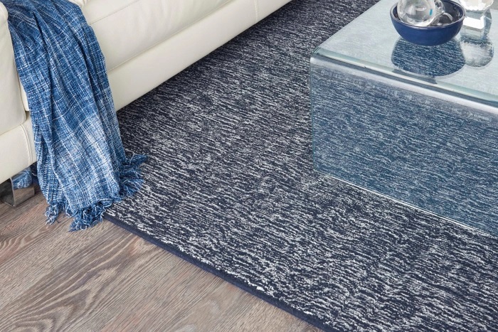 Custom Rugs, Runners & Rounds Effervescence Ink Medium Blue - Navy & Lt. Blue - Blue Machine Made Rug