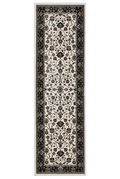 Traditional & Oriental Rugs Vivian VI02B Ivory - Beige & Medium Blue - Navy Machine Made Rug