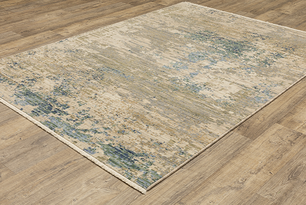 Contemporary Rugs & Transitional Rugs Soleri SOL07 Ivory - Beige & Lt. Blue - Blue Machine Made Rug