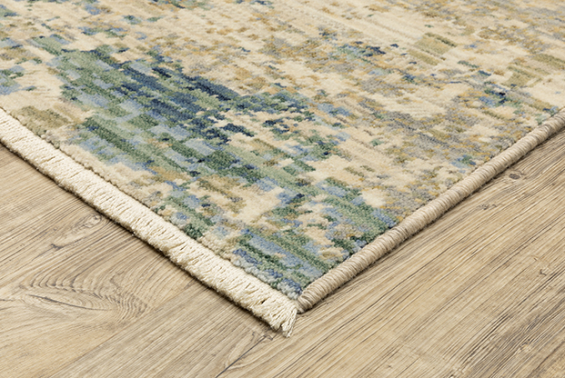 Contemporary Rugs & Transitional Rugs Soleri SOL07 Ivory - Beige & Lt. Blue - Blue Machine Made Rug