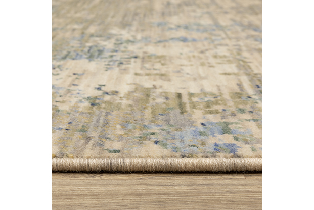 Contemporary Rugs & Transitional Rugs Soleri SOL07 Ivory - Beige & Lt. Blue - Blue Machine Made Rug