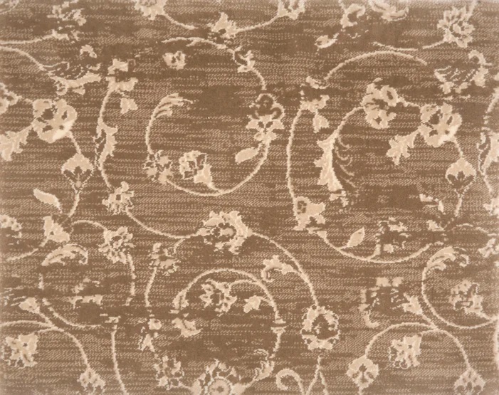 Custom Rugs, Runners & Rounds Floretta Tan Camel - Taupe & Ivory - Beige Machine Made Rug