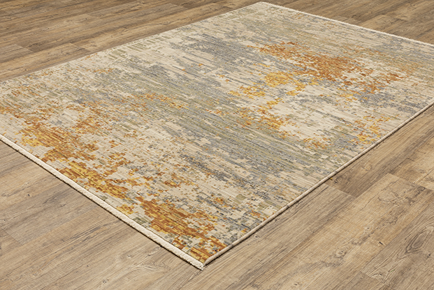 Contemporary Rugs & Transitional Rugs Soleri SOL03 Lt. Grey - Grey & Rust - Orange Machine Made Rug