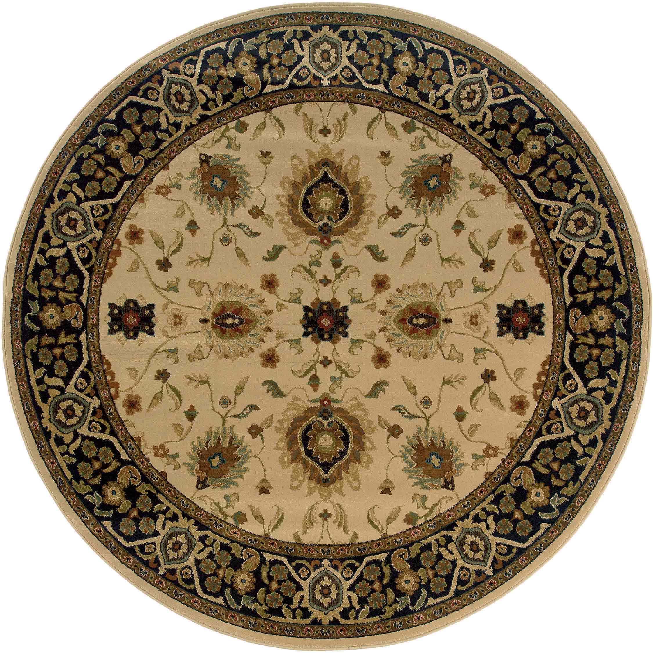 Octagon, Square & Round Rugs HUDSON 1338C Ivory - Beige & Black - Charcoal Machine Made Rug
