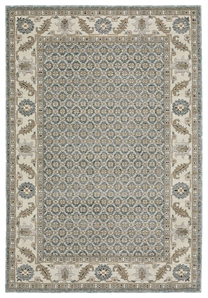 Casual Rugs & Solid Rugs Andorra 2429A Lt. Blue - Blue & Ivory - Beige Machine Made Rug
