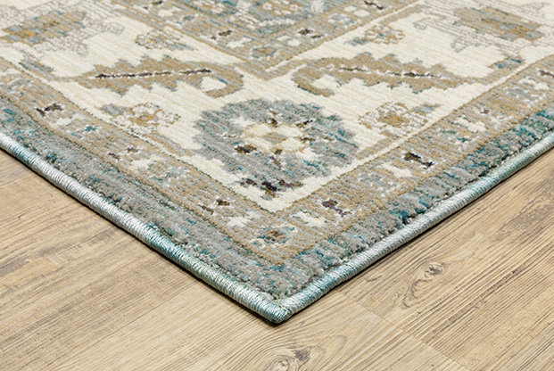 Casual Rugs & Solid Rugs Andorra 2429A Lt. Blue - Blue & Ivory - Beige Machine Made Rug