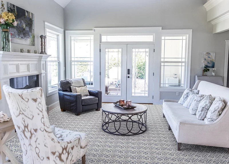 Custom Rugs, Runners & Rounds Babylon CBY7/0001 Marble Ivory - Beige & Medium Blue - Navy Machine Made Rug