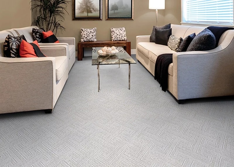 Custom Rugs, Runners & Rounds Wilton White Collection 6013/0005 Fret White Ivory - Beige Machine Made Rug