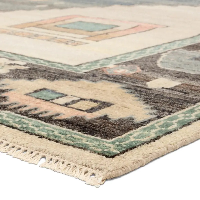 Traditional & Oriental Rugs Reza REZ06 Ivory - Beige & Medium Blue - Navy Hand Knotted Rug