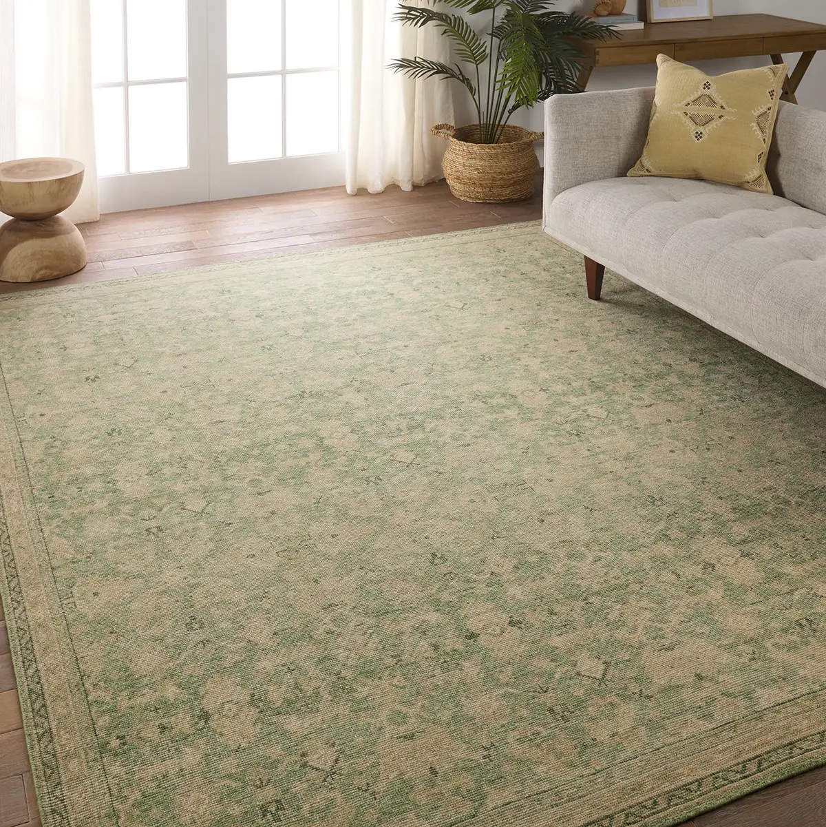 Casual Rugs & Solid Rugs Onessa ONE08 Green & Ivory - Beige Hand Knotted Rug