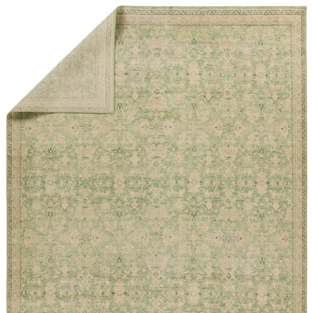 Casual Rugs & Solid Rugs Onessa ONE08 Green & Ivory - Beige Hand Knotted Rug