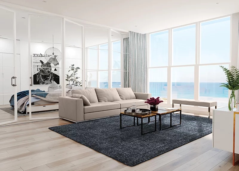 Casual Rugs & Solid Rugs Delray Beach 6155/0002 Aquamarine Lt.Green & Lt. Blue - Blue Machine Made Rug