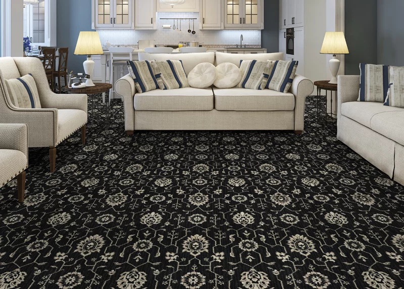 Traditional & Oriental Rugs  New Keshan   8650/0004 Greenleaf Aqua - Lt.Green & Ivory - Beige Machine Made Rug