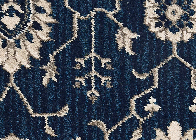 Traditional & Oriental Rugs New Keshan   8650/0003 Royal Blue Medium Blue - Navy & Ivory - Beige Machine Made Rug