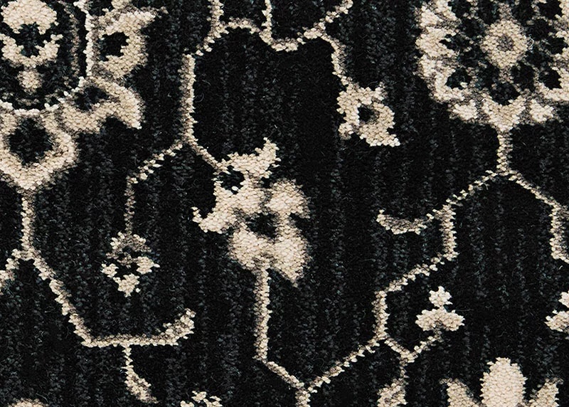 Traditional & Oriental Rugs New Keshan   8650/0001 Ebony Sky Black - Charcoal & Ivory - Beige Machine Made Rug