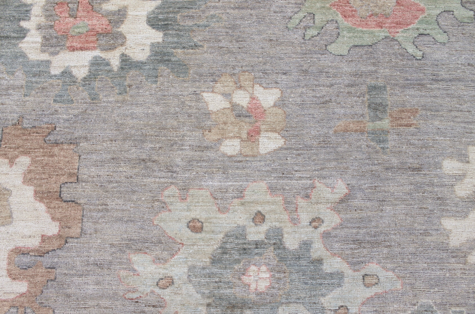 Oushak Rugs Nizam 29699 Lt. Grey - Grey & Ivory - Beige Hand Knotted Rug
