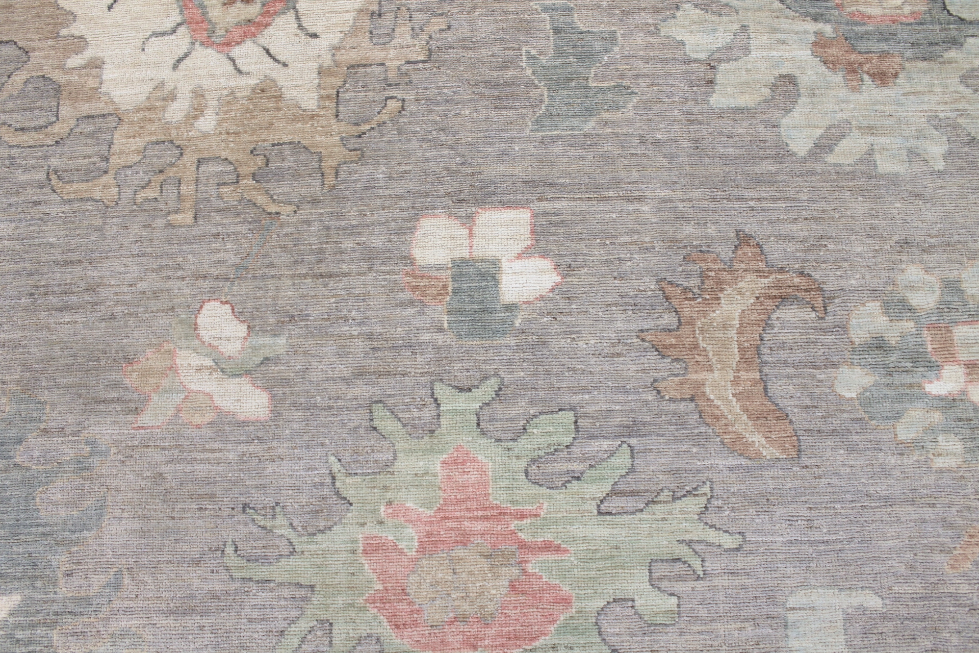 Oushak Rugs Nizam 29699 Lt. Grey - Grey & Ivory - Beige Hand Knotted Rug