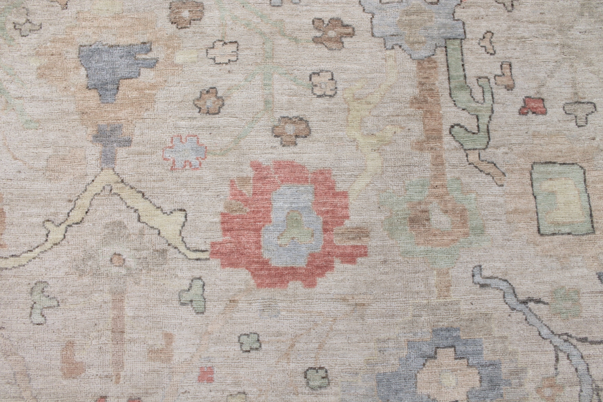 Oushak Rugs Nizam 29684 Ivory - Beige & Lt. Blue - Blue Hand Knotted Rug
