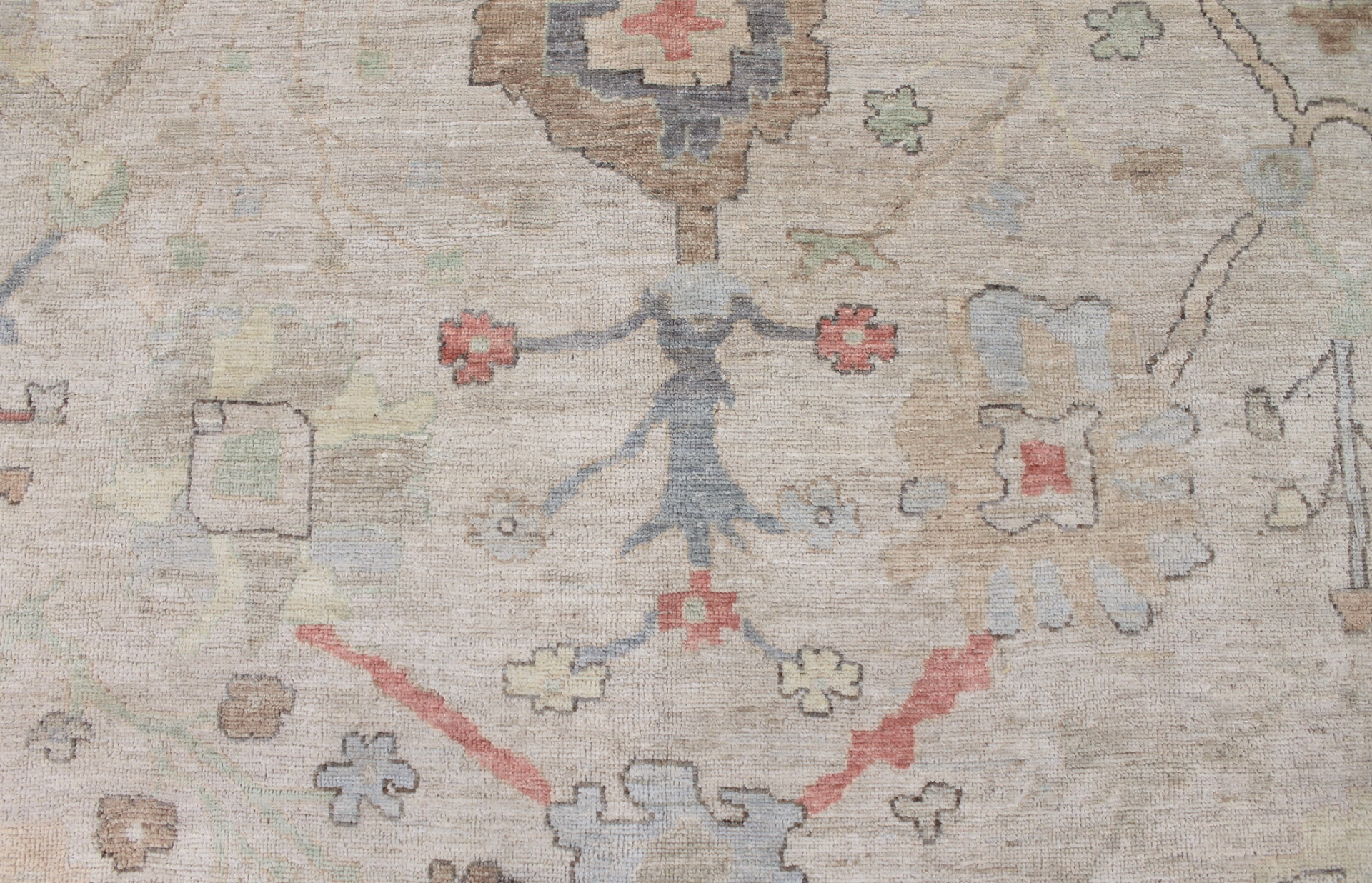 Oushak Rugs Nizam 29684 Ivory - Beige & Lt. Blue - Blue Hand Knotted Rug