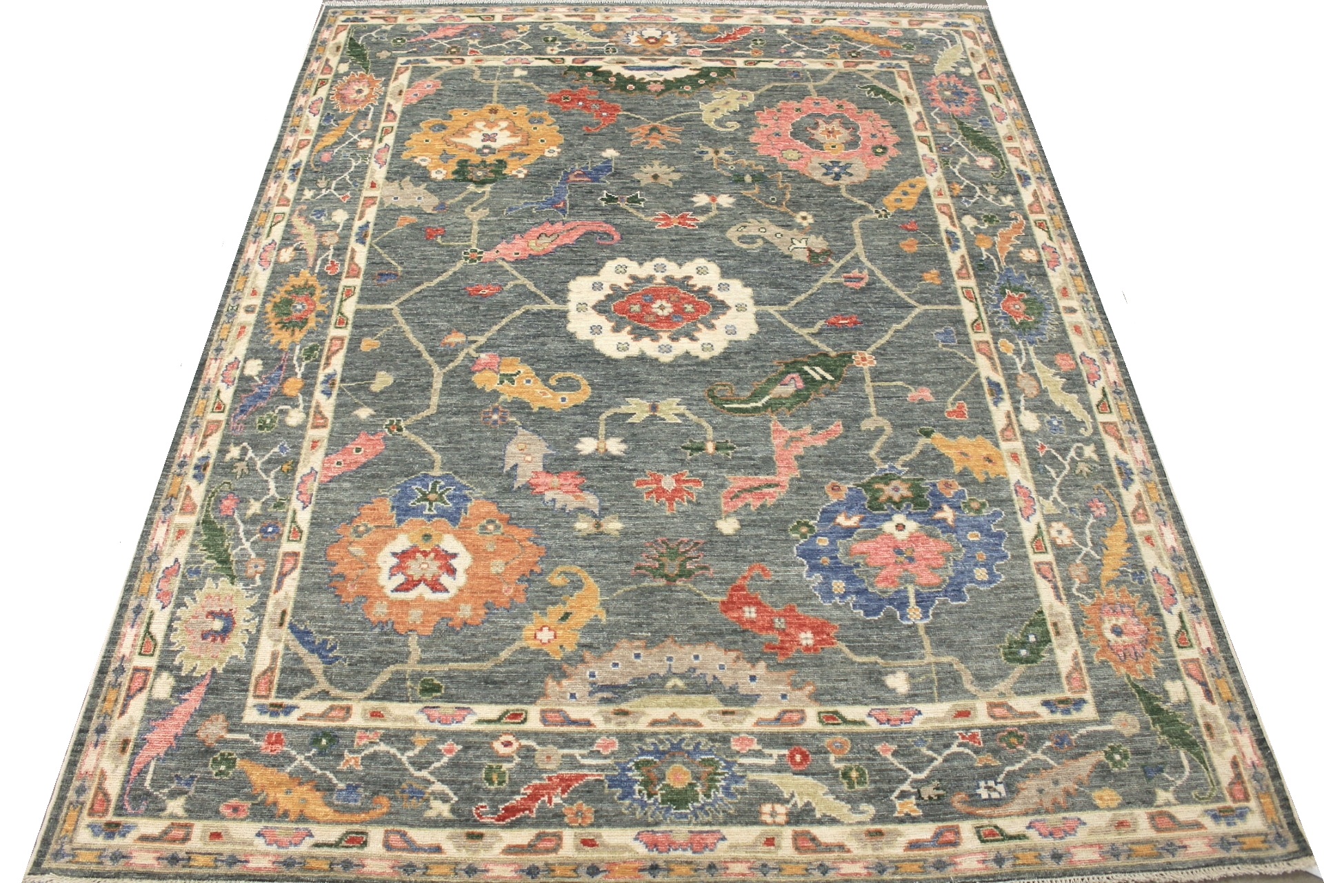 Oushak Rugs Nizam 29679 Green Hand Knotted Rug