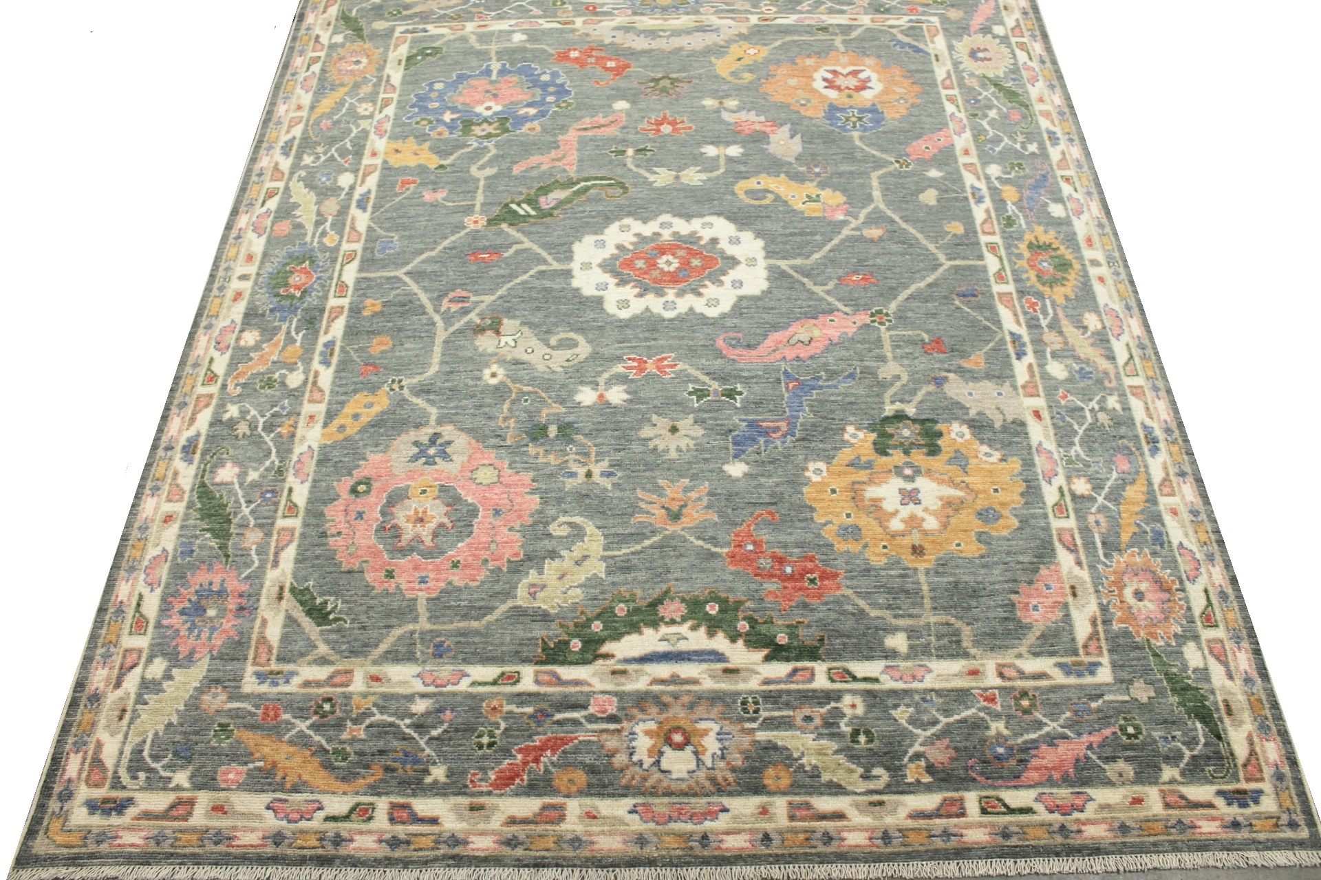 Oushak Rugs Nizam 29679 Green Hand Knotted Rug
