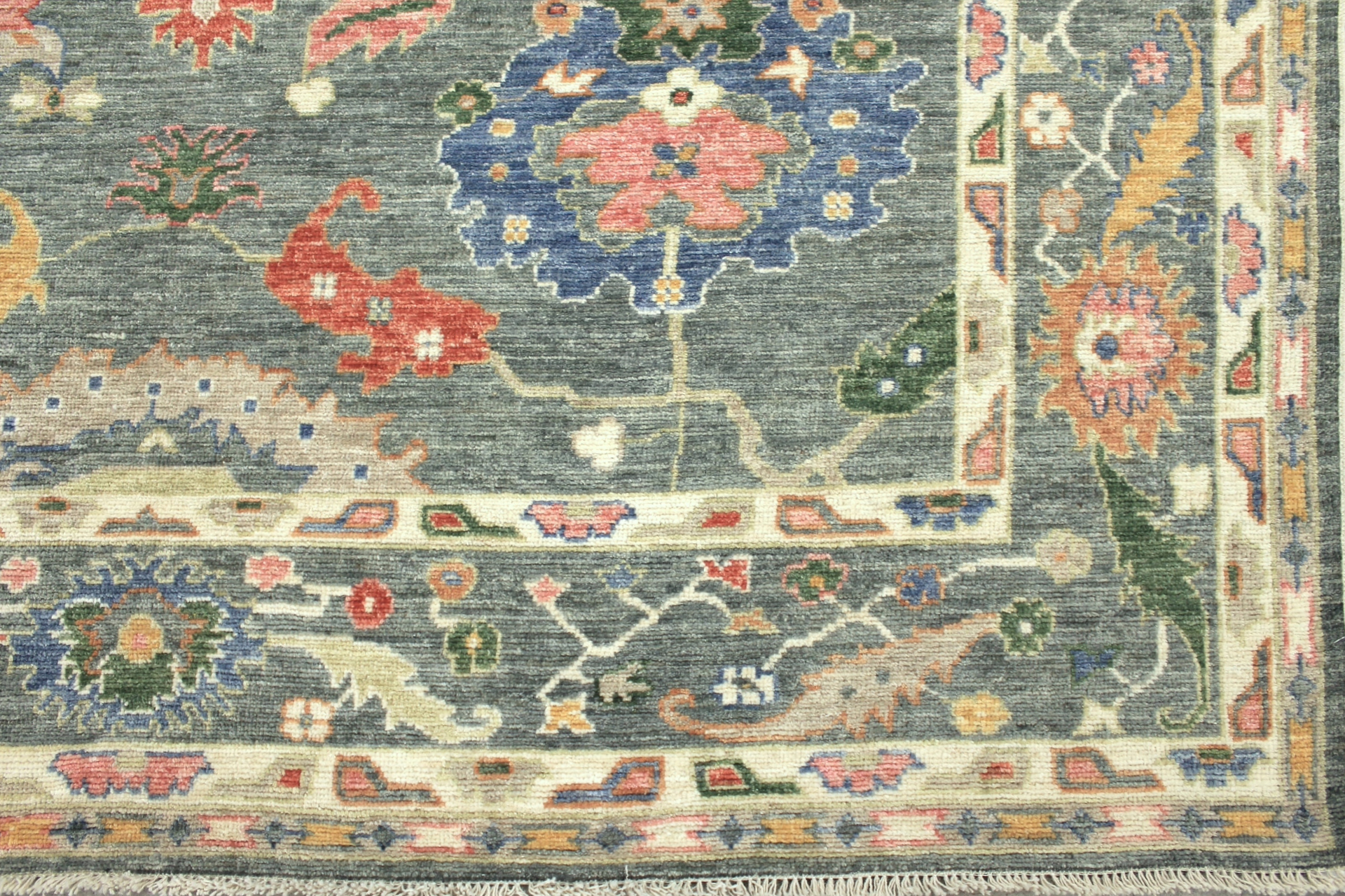 Oushak Rugs Nizam 29679 Green Hand Knotted Rug