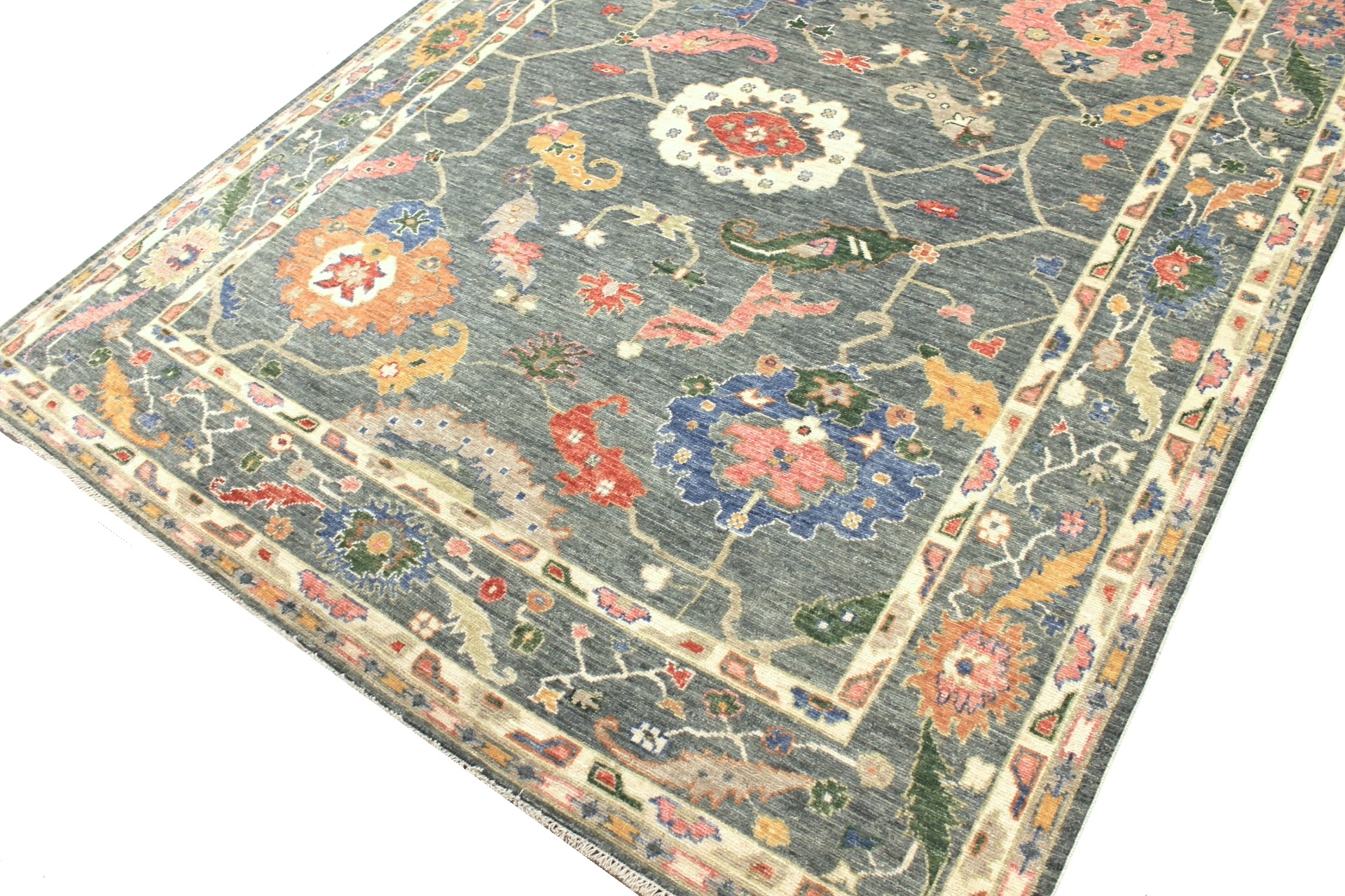 Oushak Rugs Nizam 29679 Green Hand Knotted Rug
