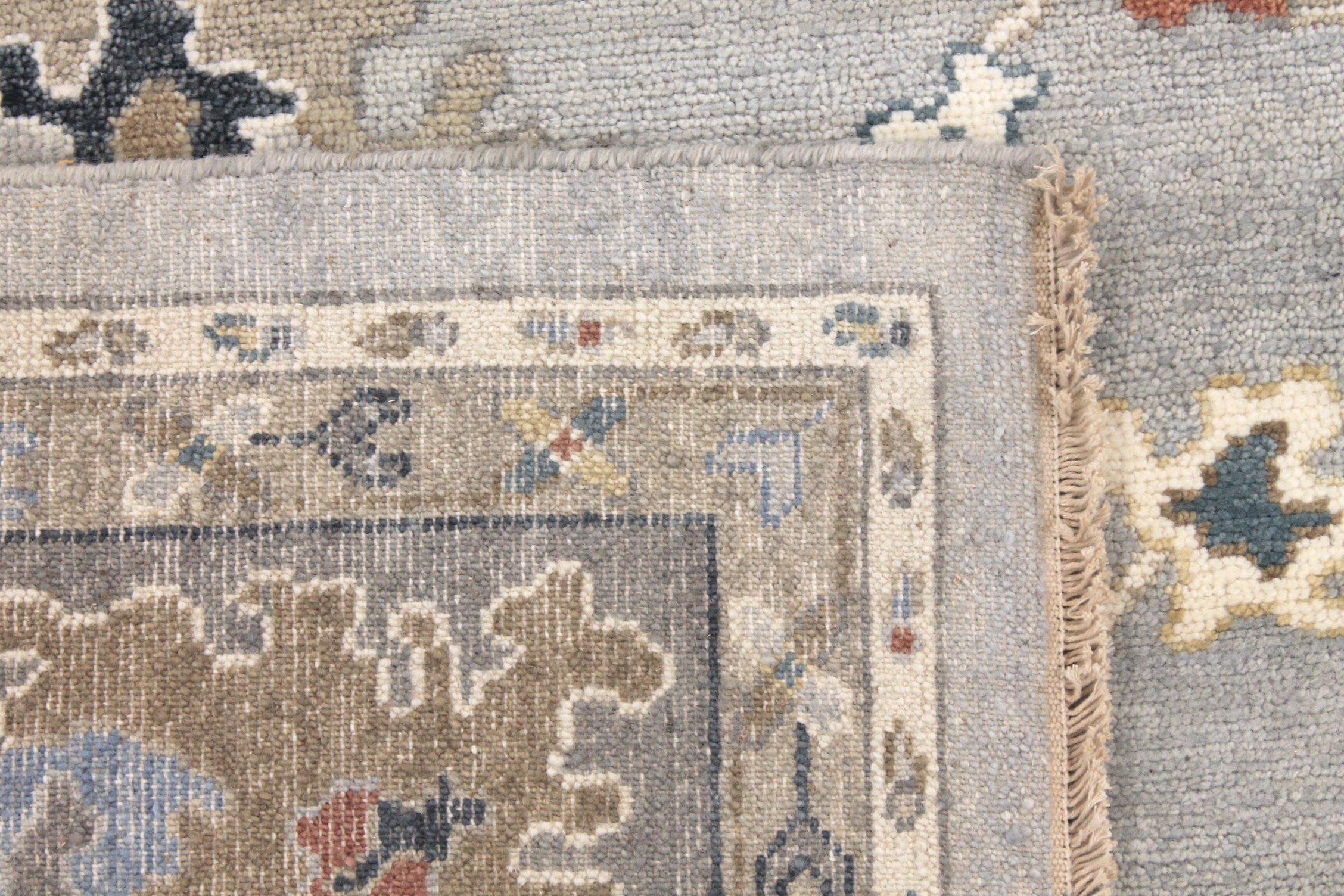 Oushak Rugs F.T Knot 29642 Lt. Grey - Grey Hand Knotted Rug
