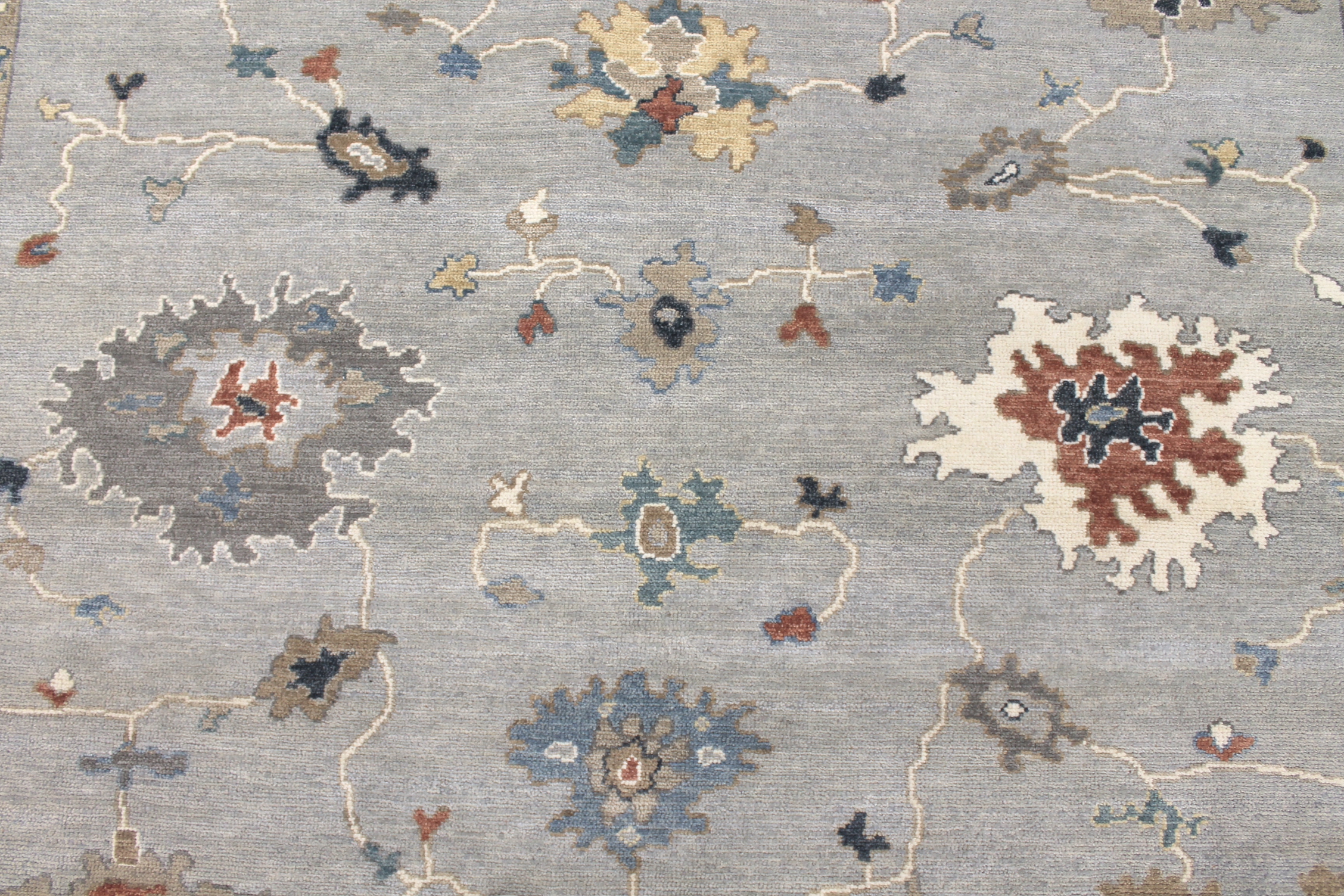 Oushak Rugs F.T Knot 29642 Lt. Grey - Grey Hand Knotted Rug