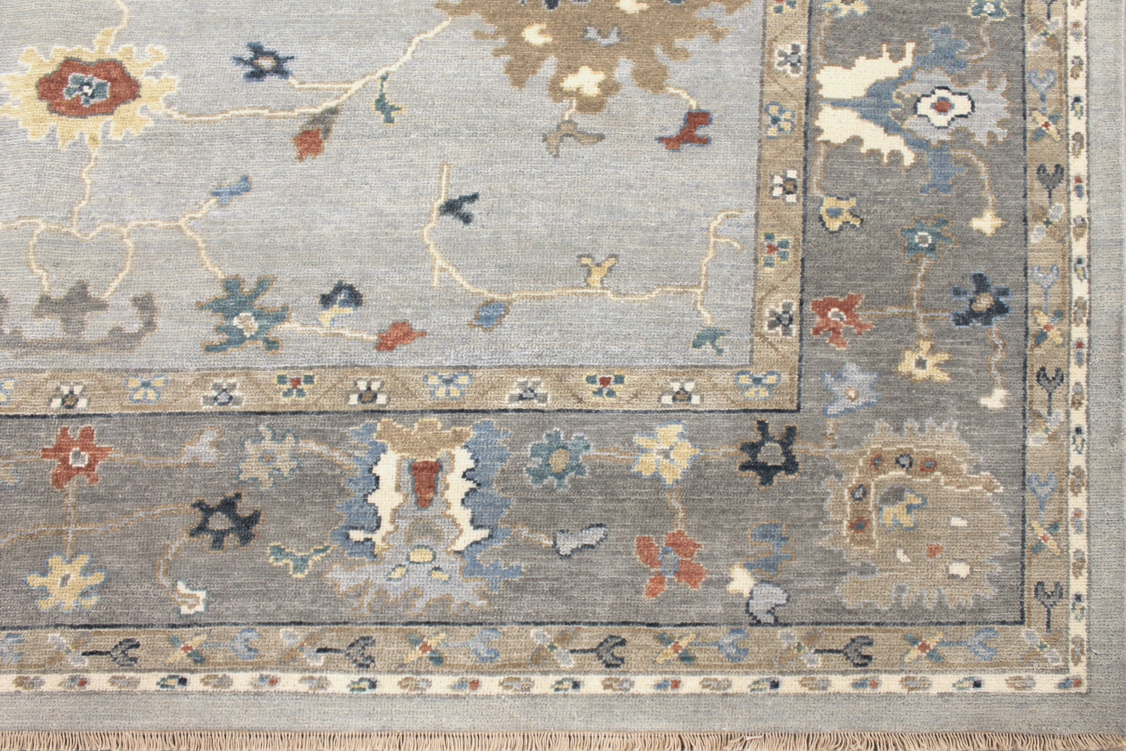 Oushak Rugs F.T Knot 29642 Lt. Grey - Grey Hand Knotted Rug