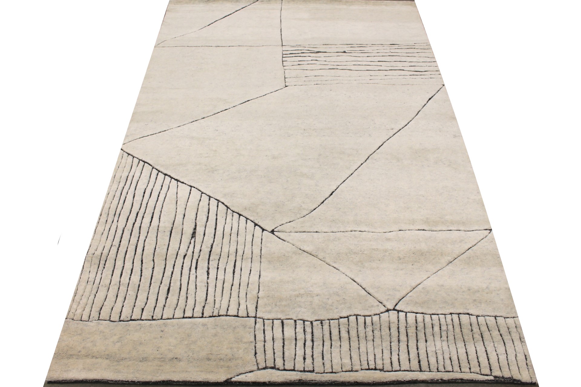 Casual Rugs & Solid Rugs Casbah 29607 Ivory - Beige & Black - Charcoal Hand Knotted Rug