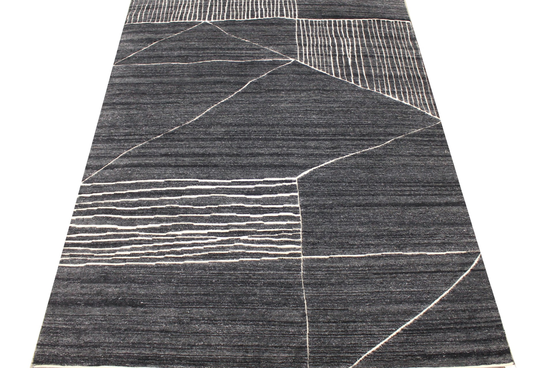 Casual Rugs & Solid Rugs Casbah 29604 Black - Charcoal & Ivory - Beige Hand Knotted Rug