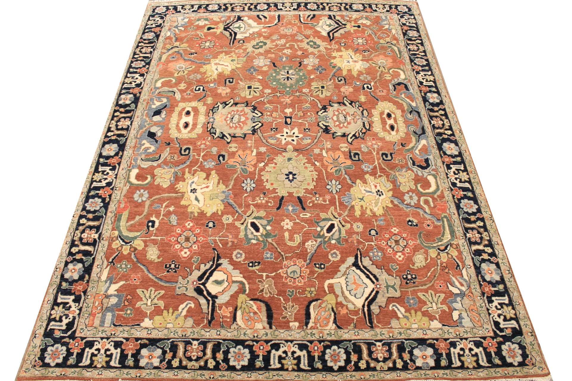 Traditional & Oriental Rugs Sultan II 29601 Red - Burgundy & Medium Blue - Navy Hand Knotted Rug