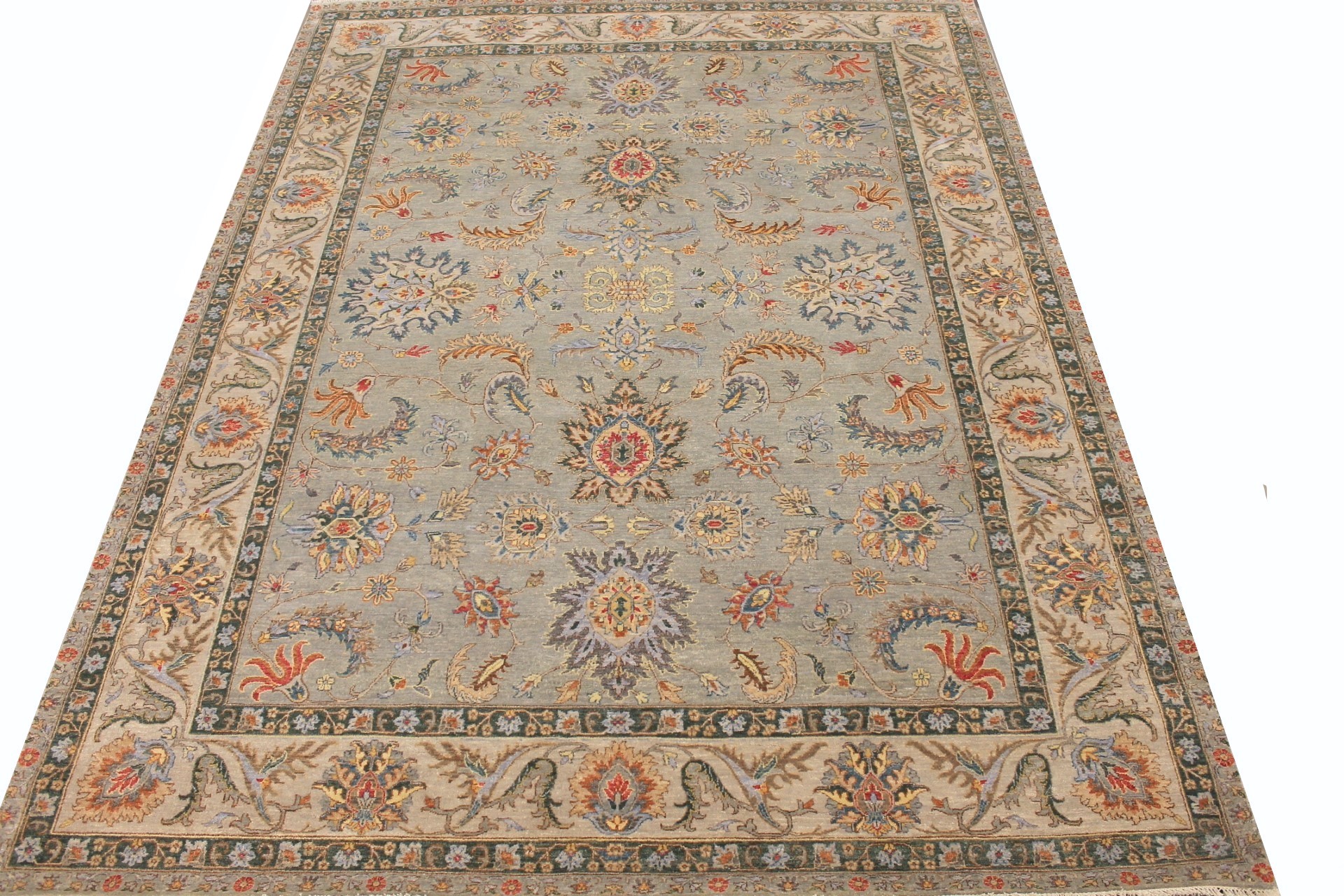 Traditional & Oriental Rugs Sultan 29584 Lt.Green & Ivory - Beige Hand Knotted Rug