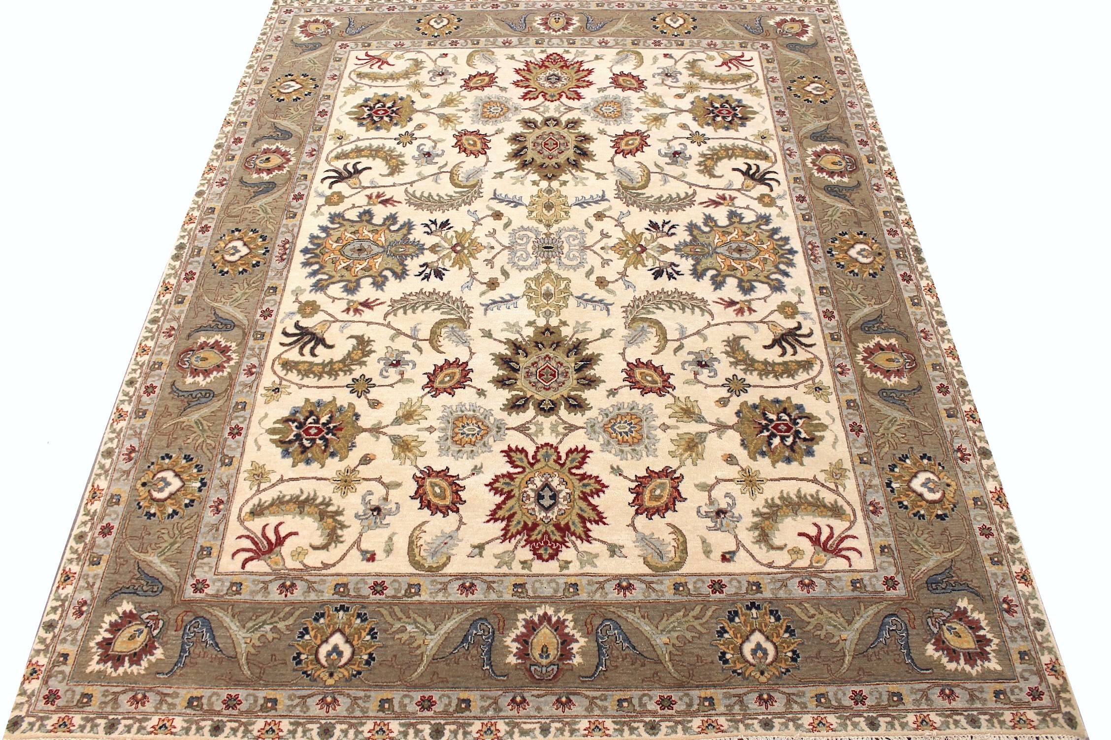 Traditional & Oriental Rugs Sultan 29575 Ivory - Beige & Lt. Brown - Chocolate Hand Knotted Rug