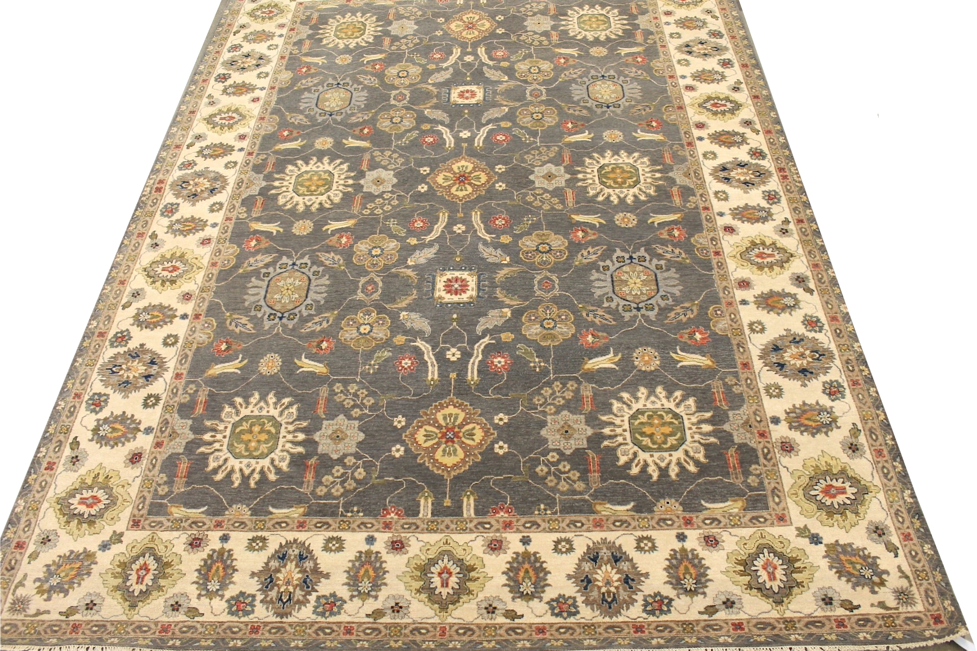 Traditional & Oriental Rugs Sultan 29580 Lt. Grey - Grey & Ivory - Beige Hand Knotted Rug