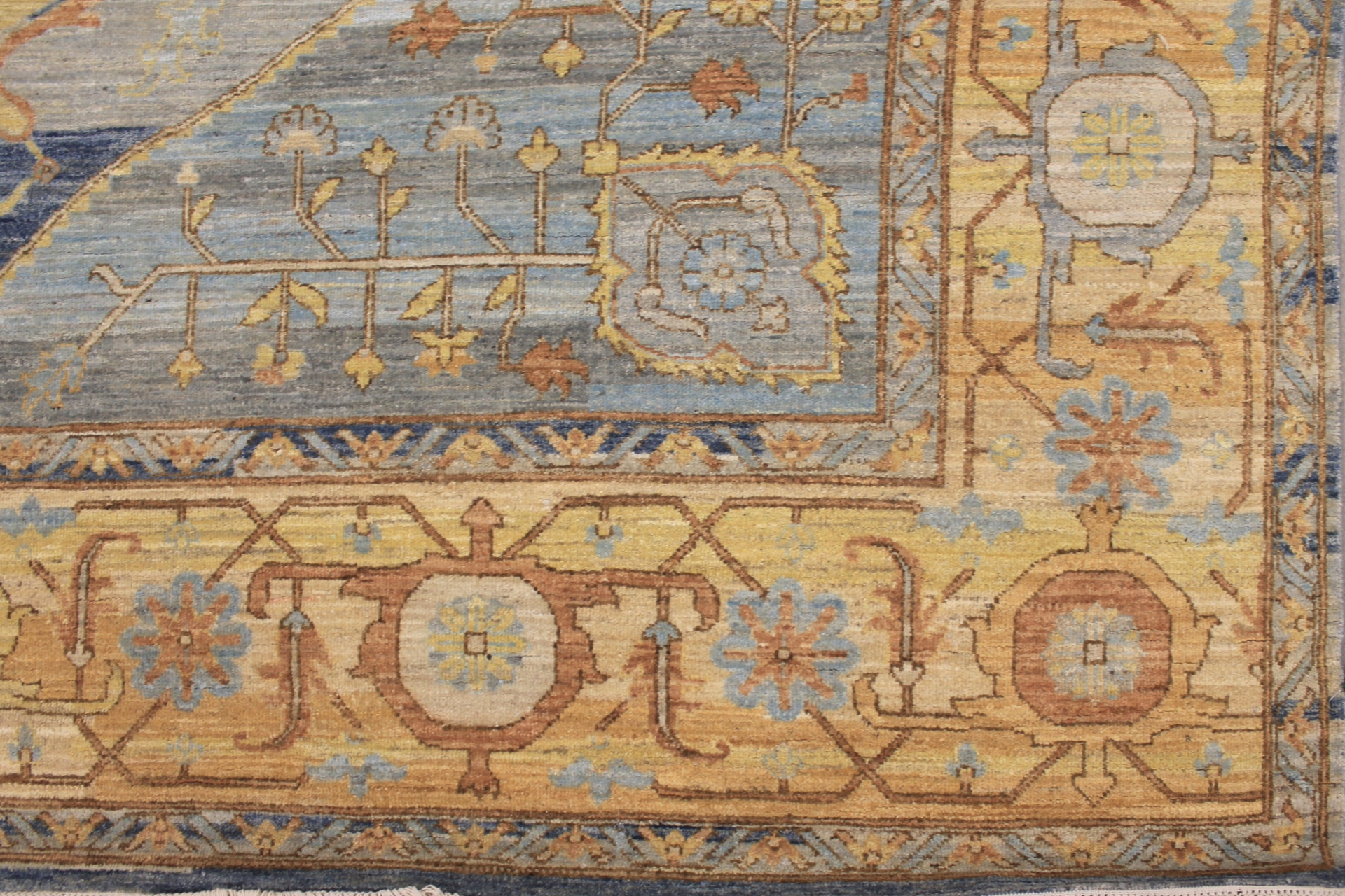 Antique Style Rugs Antique Reproduction 29437 Lt. Blue - Blue & Lt. Gold - Gold Hand Knotted Rug