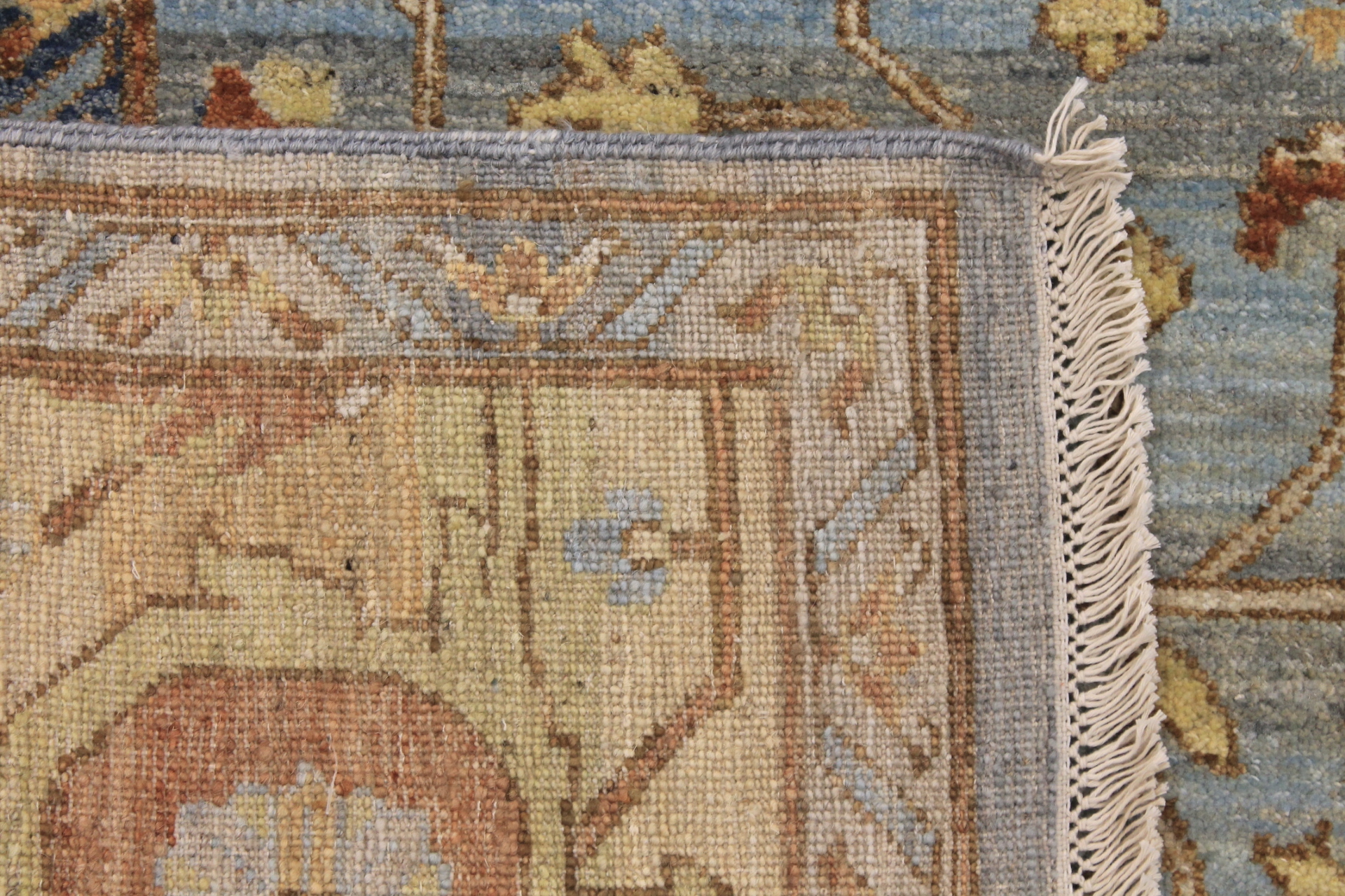 Antique Style Rugs Antique Reproduction 29437 Lt. Blue - Blue & Lt. Gold - Gold Hand Knotted Rug