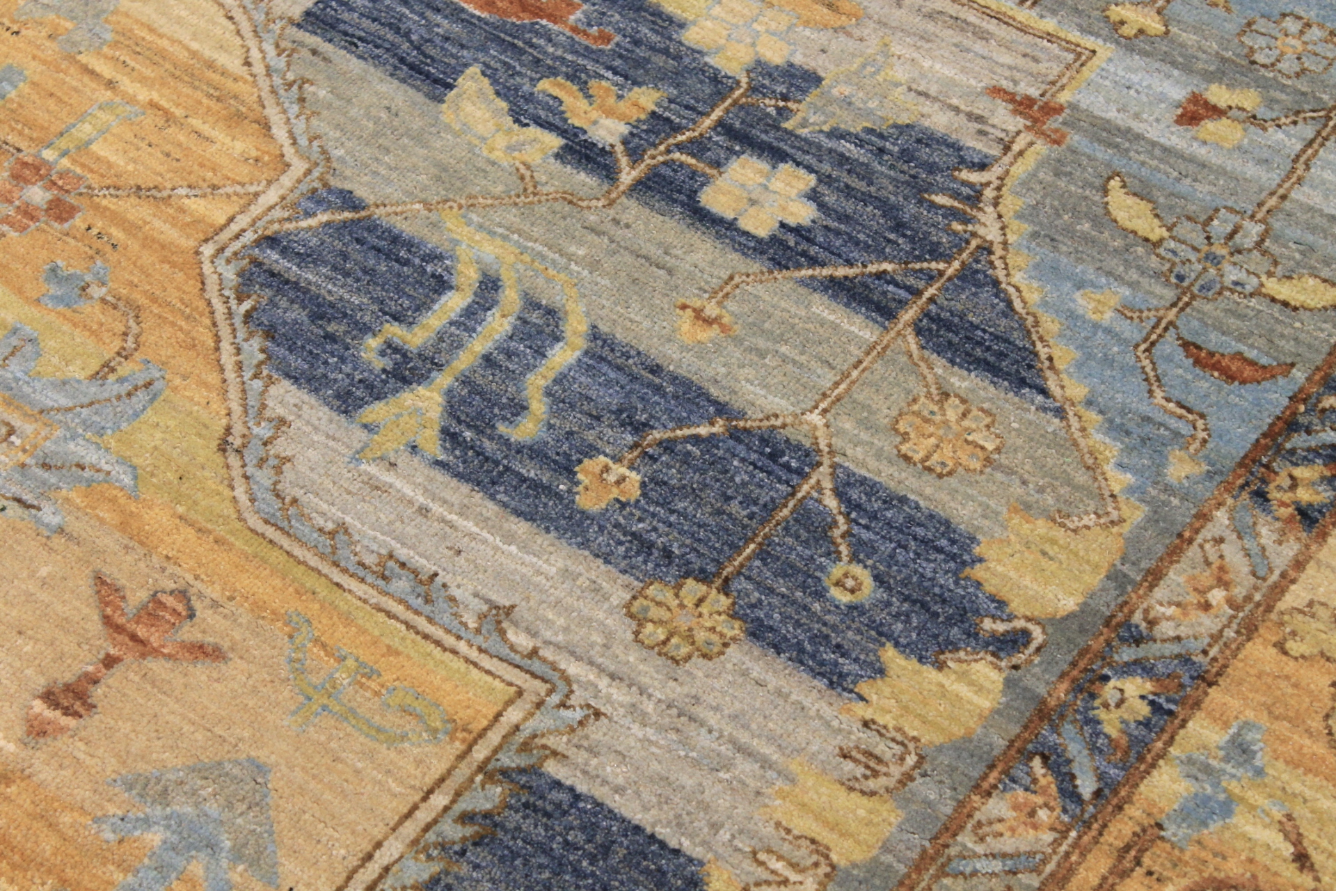 Antique Style Rugs Antique Reproduction 29437 Lt. Blue - Blue & Lt. Gold - Gold Hand Knotted Rug
