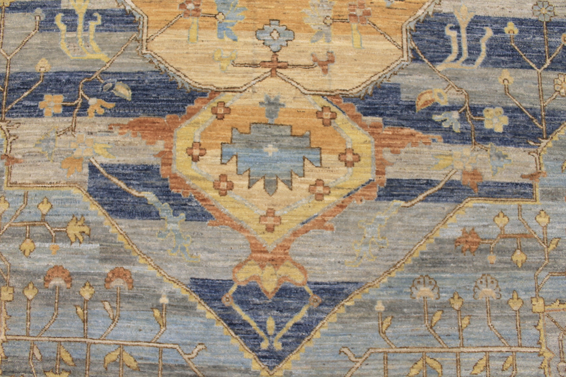 Antique Style Rugs Antique Reproduction 29437 Lt. Blue - Blue & Lt. Gold - Gold Hand Knotted Rug