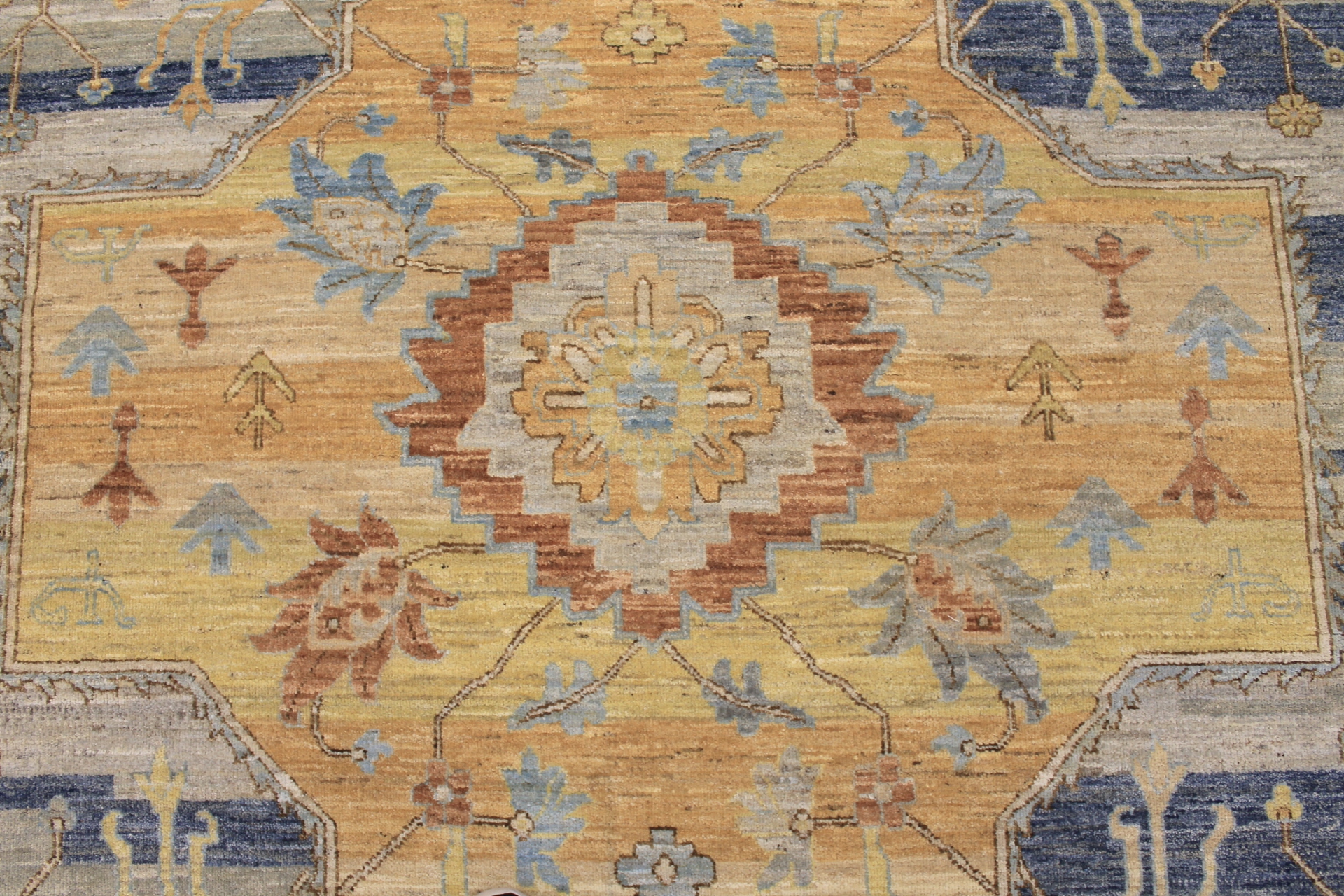 Antique Style Rugs Antique Reproduction 29437 Lt. Blue - Blue & Lt. Gold - Gold Hand Knotted Rug