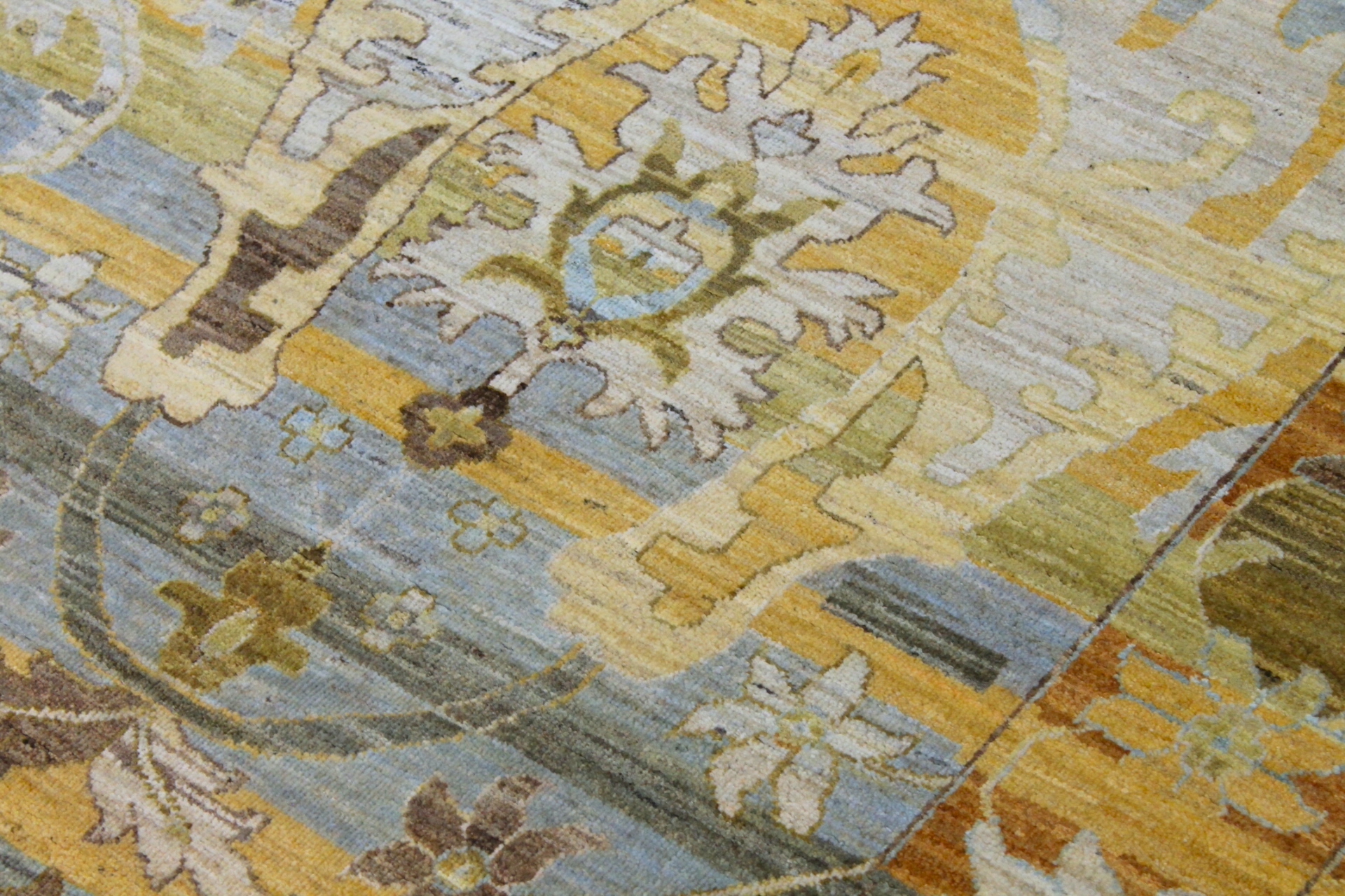 Antique Style Rugs Antique Reproduction 29436 Lt. Blue - Blue & Lt. Gold - Gold Hand Knotted Rug