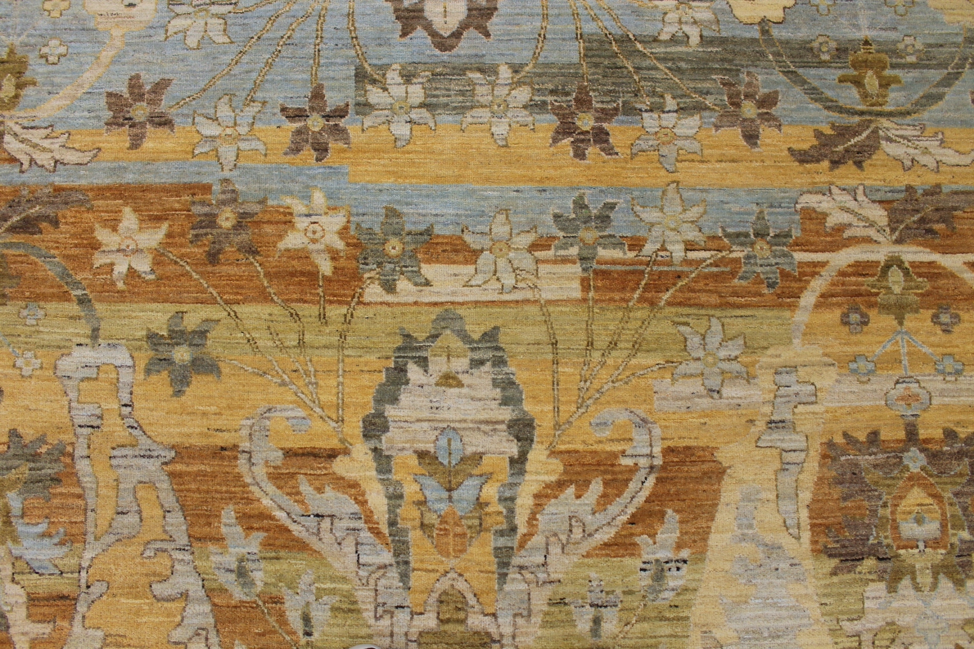 Antique Style Rugs Antique Reproduction 29436 Lt. Blue - Blue & Lt. Gold - Gold Hand Knotted Rug