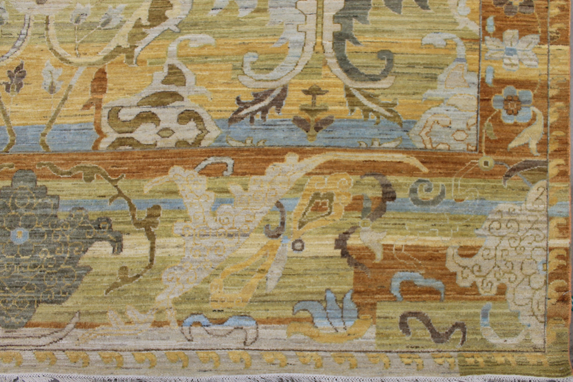 Antique Style Rugs Antique Reproduction 29436 Lt. Blue - Blue & Lt. Gold - Gold Hand Knotted Rug