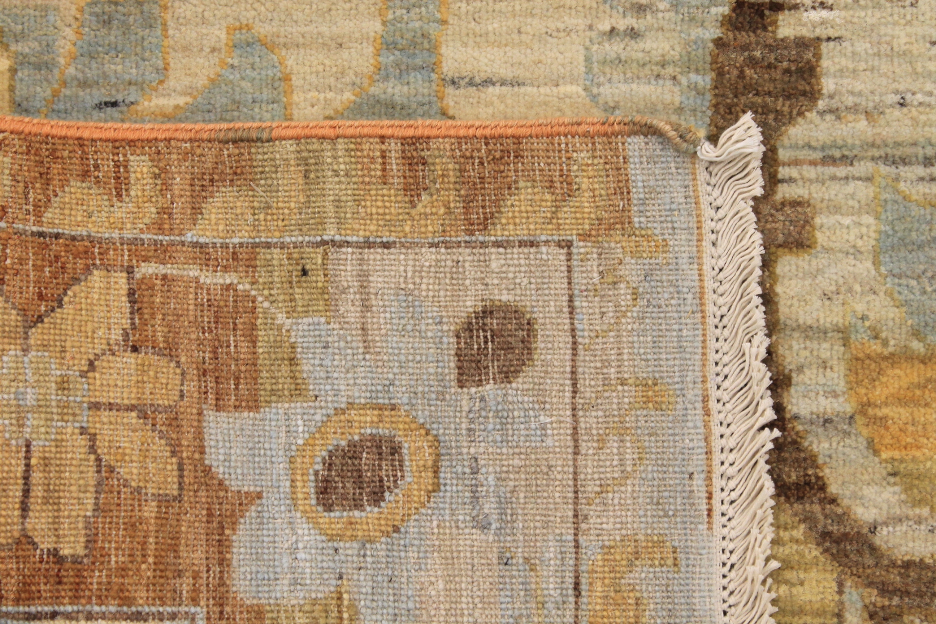 Antique Style Rugs Antique Reproduction 29436 Lt. Blue - Blue & Lt. Gold - Gold Hand Knotted Rug