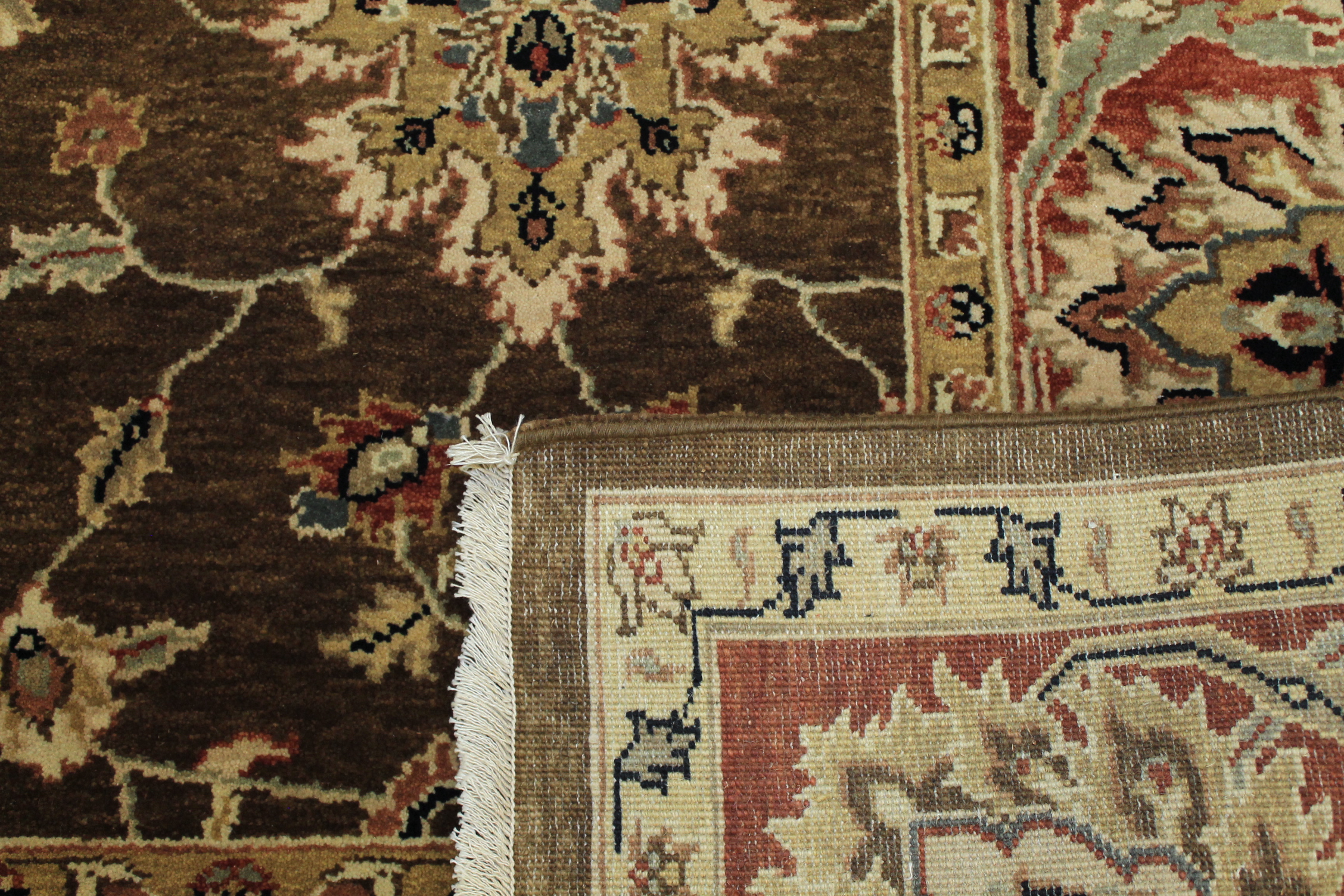 Clearance & Discount Rugs Sultan 10871 Lt. Brown - Chocolate & Rust - Orange Hand Knotted Rug