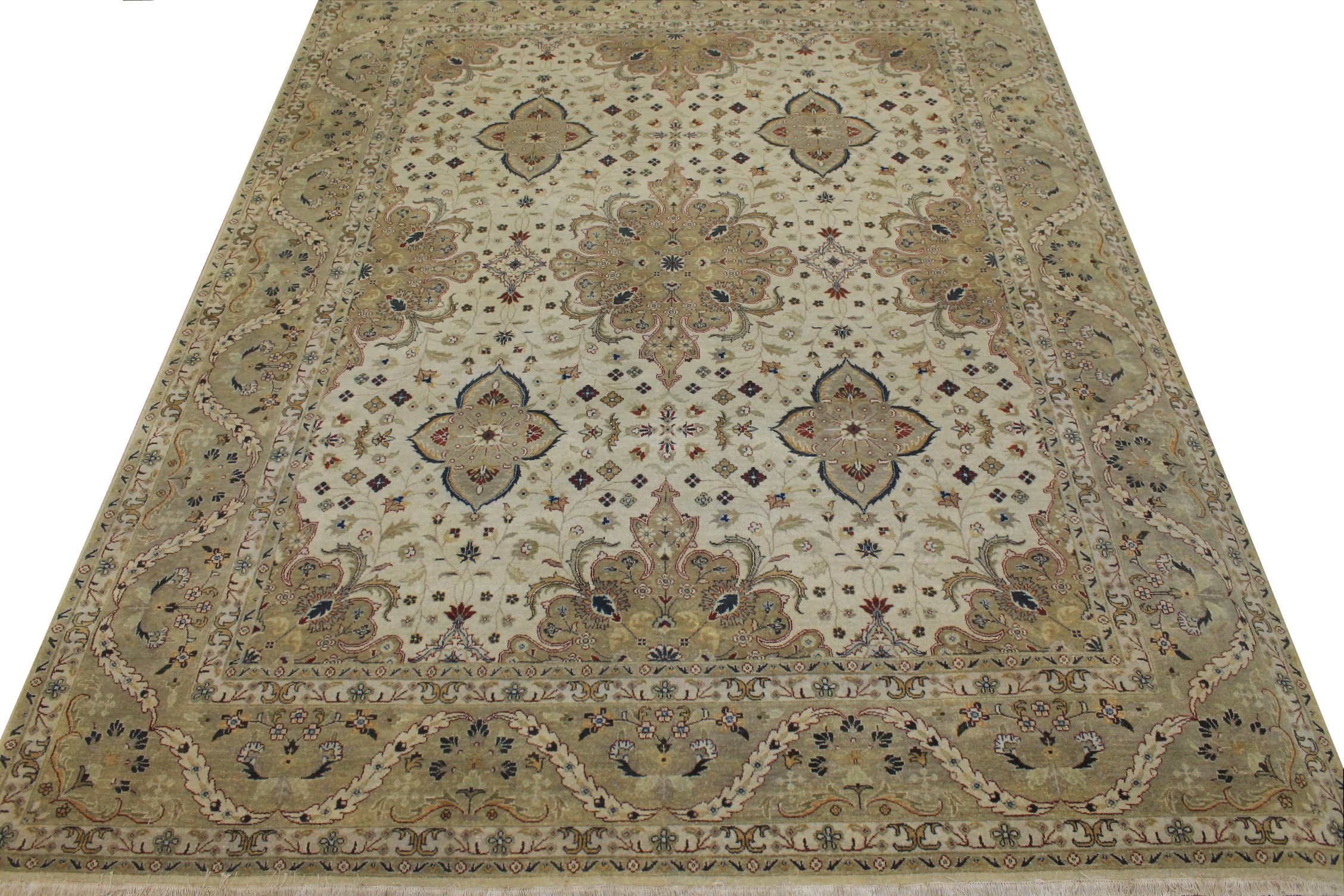 Clearance & Discount Rugs 11174 11174 Ivory - Beige & Lt. Green Hand Knotted Rug