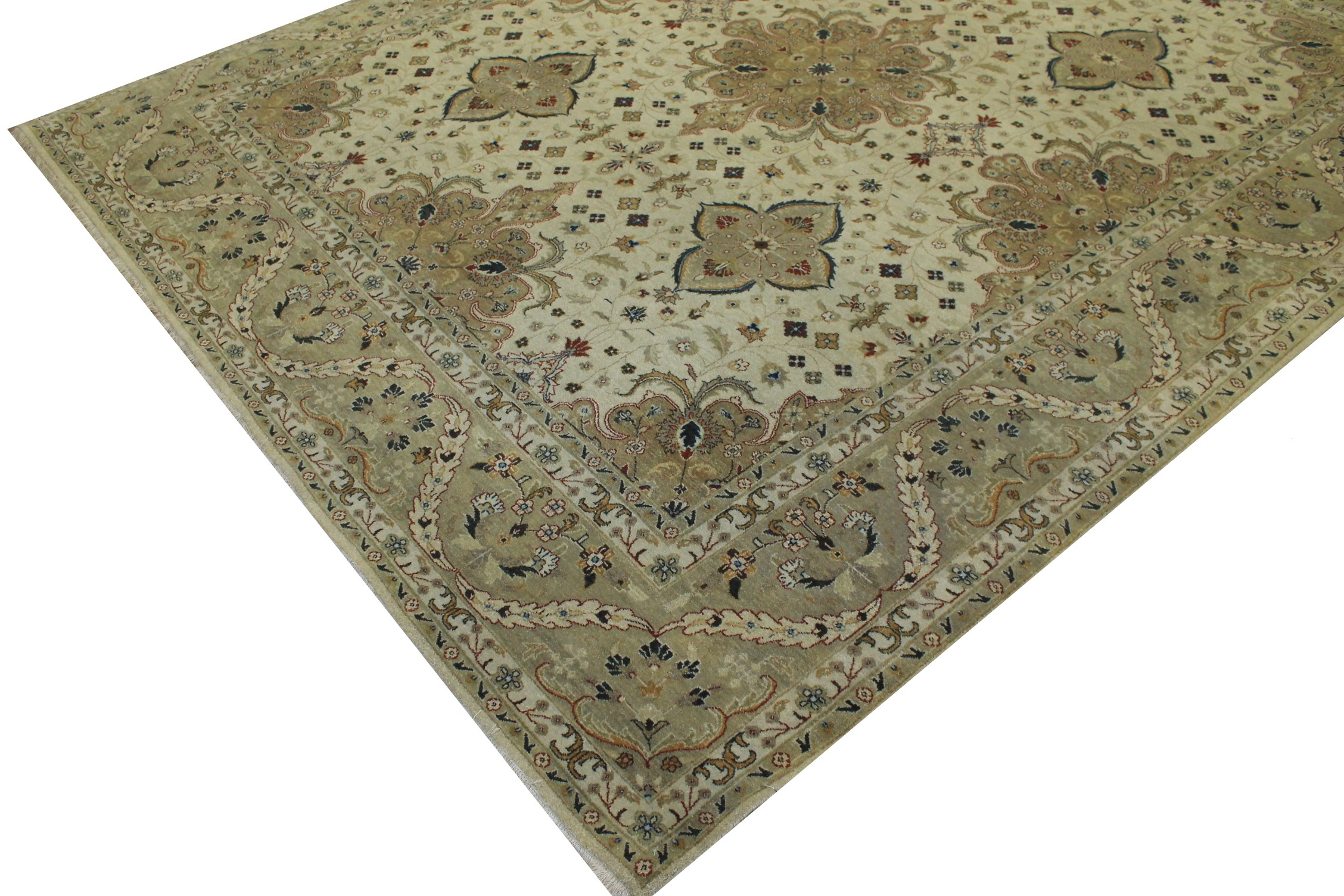 Clearance & Discount Rugs 11174 11174 Ivory - Beige & Lt. Green Hand Knotted Rug