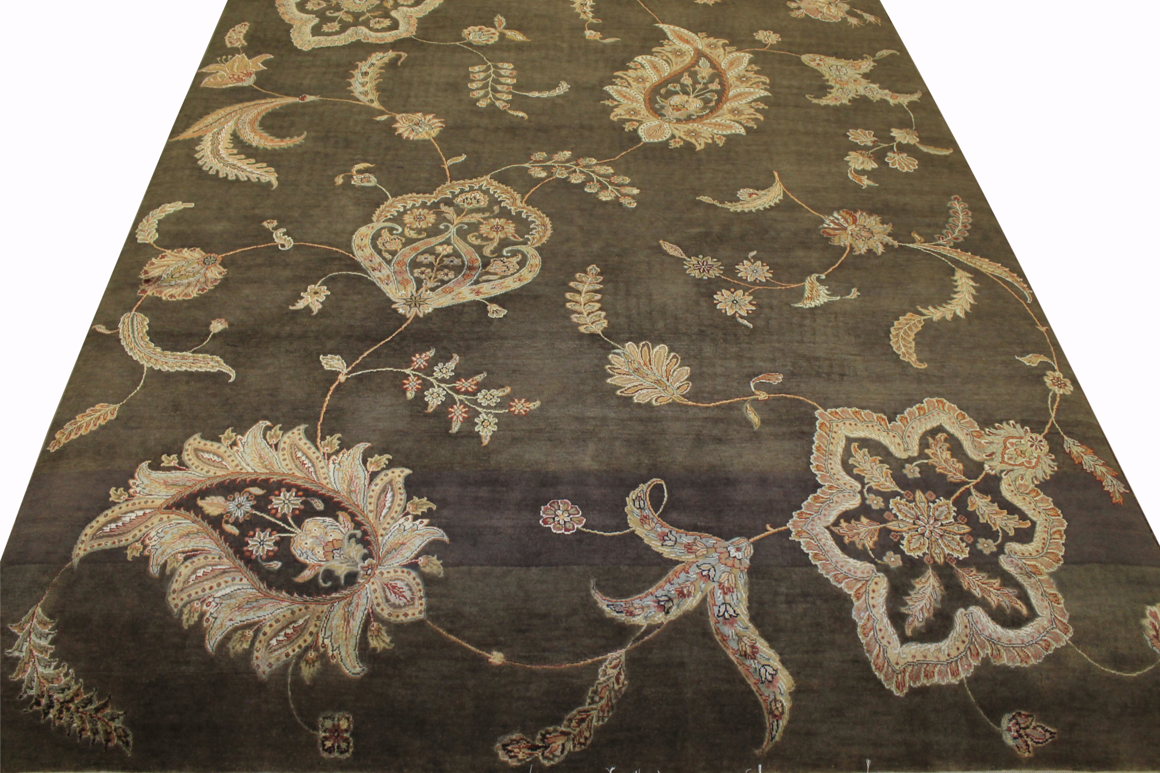 Clearance & Discount Rugs Kashan S Flowers 11260 Lt. Brown - Chocolate Hand Knotted Rug