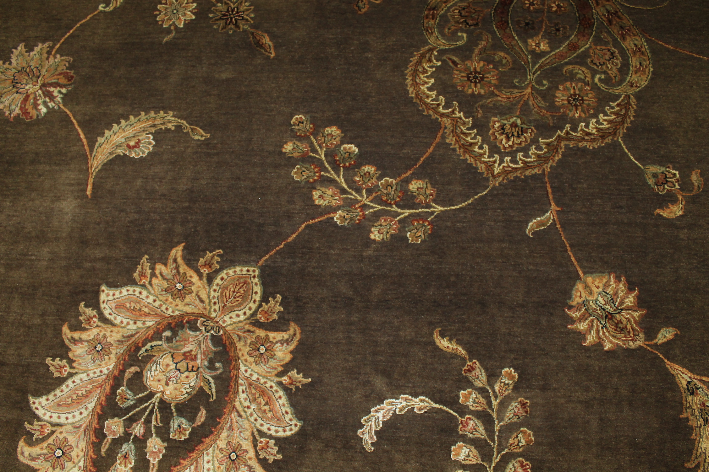 Clearance & Discount Rugs Kashan S Flowers 11260 Lt. Brown - Chocolate Hand Knotted Rug